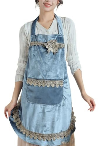 Delantal De Cocina Delantal con 2 Bolsillos De Trabajo Bonito para Cocinar De Chef para Adolescentes Adultos Blue,One Size