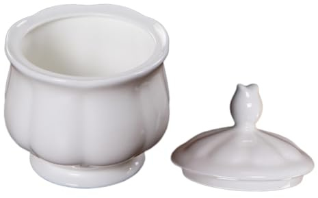 Alipis Azucarero Cerámico Blanco con Tapa Recipiente para y Leche Resistente Altas Temperaturas Práctico para Hogar y Restaurante