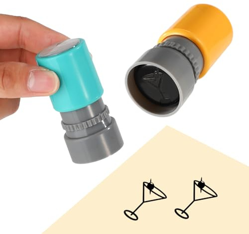 2pz Timbri Cocktail, 2cm Immagine Inchiostro Nero Timbro Autoinchiostrante Cocktail per Feste Festival Pub Discoteche Carte Fedeltà Promozioni Timbri Attività