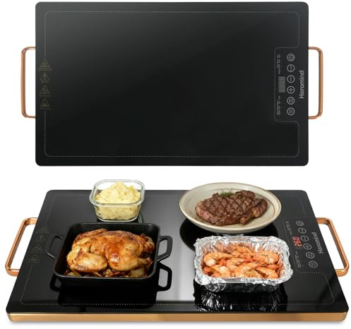 Electric Warming Tray 20 x 12, Glass-Top Full-Surface Food Warmer with Adjustable Temperature & Timer, Warming Trays for Buffets Party, Sabbath, Holiday Parties, Warming Stove