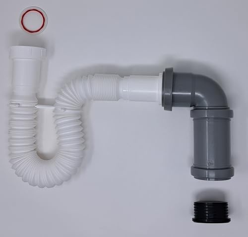 Siphon d'évier de baignoire 1 1/2 bstp (1,882 pouces) à 40/50 mm femelle kit – universel – Bonde flexible
