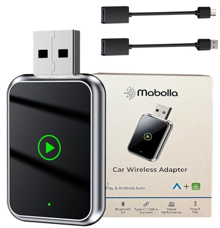 Wireless CarPlay & Android Auto Adapter – Wireless CarPlay Adapter UK - Plug and Play USB Dongle for iPhone iOS & Android - Converts Wired to Wireless - Apple Car Play Wireless Adapter No Delay