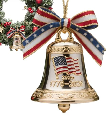 Ornamenti natalizi a campana | Ornamenti patriottici in metallo - Campana commemorativa fondatrice 'America per albero di Natale porta mensola ghirlanda patriottica festa decorazione
