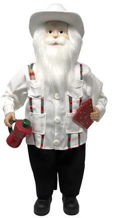 Christmas Decor Cuban Santa Claus, 18 Inch Santa Cubano, Santa Claus Collectible Figurine with Guayabera, Cafetera and Red Dominoes for a Holiday Celebration, Decoración de Navidad