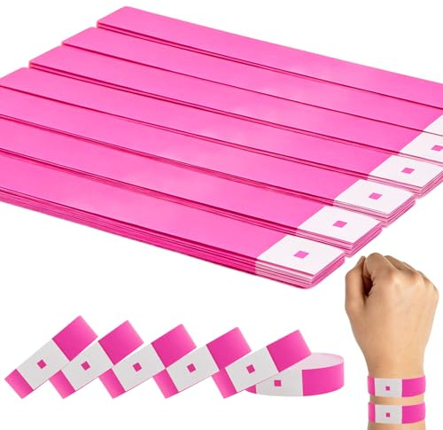 1000 Stück Einlassbändchen Papier, Neon Pink Party Einlassbänder, Wasserdicht, Festival Armbänder, Securebänder, Eintrittsbänder