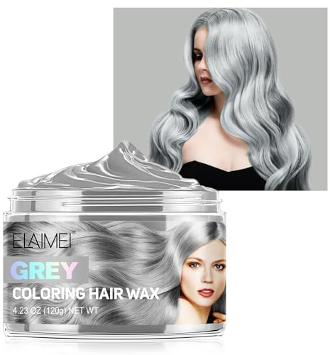 Temporäre Haarfarbe Wachs – Haartönung Auswaschbar für Männer & Frauen, Sofortige Bunte Haarfarbe Styling Clay für Party, Cosplay, Festival (Grau)
