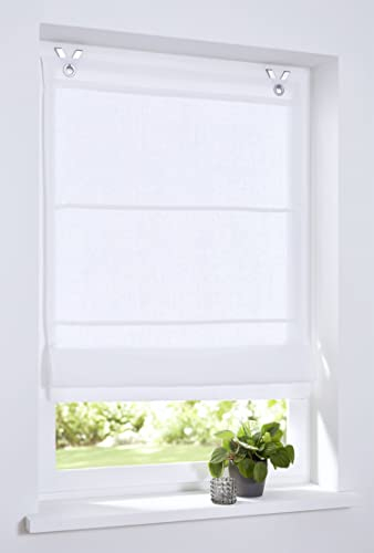 Rollos Metis Weiß, Natur, Taupe, 100% Leinen 45/60/80/100 x 140 cm, Stoff, Weiß, ca. 60 * 140 cm