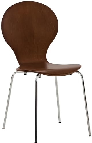 CLP Stapelstuhl Diego I Komfortabler Esszimmerstuhl I Metallgestell, Holzsitz I Ergonomisches Design I Platzsparend In Esszimmer Und Küche | Farbe braun
