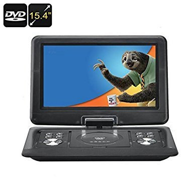BW 15.4 pollici lettore DVD portatile - 270 gradi 1280x800 schermo girevole, regione libera, anti shock, USB, SD, AV, emulazione di gioco, funzione di copia
