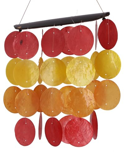 Guru-Shop Carillon à Long Coquillage, Carillon Sonore - Couleurs D`été, Rouge, 30x20 cm, Carillons à Vent Carillons à Tonalité