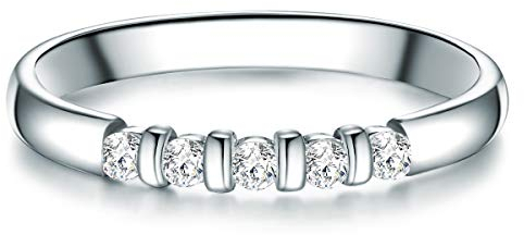 Trilani Damen Memoirering 925/- Sterling Silber Zirkonia im Brilliantschliff Beisteckring Vorsteckring Brautschmuck Verlobungsring Silberring