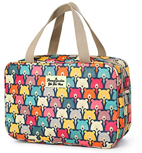 Sac de Toilette Grand Stockage Portable Sac étanche cosmétiques Voyage Pendaison Maquillage Sacs de Lavage des Articles de Toilette Organisateur pour Les Femmes Filles Dames, Bel Ours