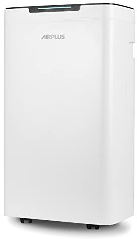 AIRPLUS Deshumidificador para sótano, 1.500 pies cuadrados, potente deshumidificador para el hogar, habitaciones grandes, dormitorios, tanque de agua de capacidad suficiente con manguera de drenaje