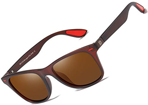 DUCO Polarisierte Sonnenbrille Herren Ultraleichter TR90 Rahmen UV-Schutz | Anti-Slip Bügel, Klassische Rechteckige Fahrradbrille für Radfahren, Angeln, Golf