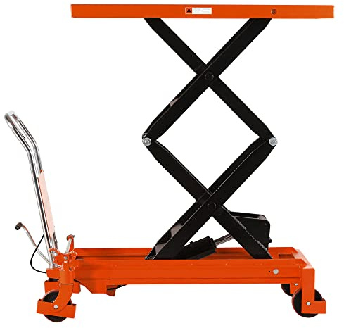 Tory Carrier Double Scissor Lift Table Cart 59 Lifting Height, Hydraulic Lift Cart Platform Manual Scissor Lift Table with Foot Pump for Safe Freight Unloading and Warehousing Use,1760 lbs Capacity