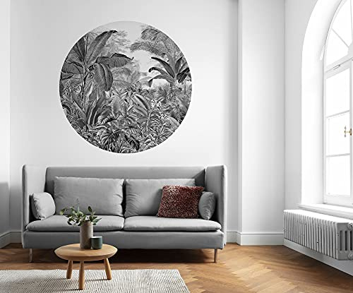 Komar DOT runde und selbstklebende Vlies Fototapete - Wild Woods - Ø Durchmesser 125 cm - Regenwald, Dschungel, Tapete, Wandtattoo, Schlafzimmer, Wohnzimmer, Wanddeko - D1-087