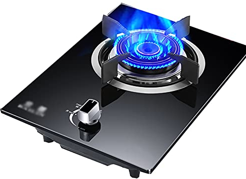IBOWZ Tables de Cuisson à Gaz 2021 Mise à Niveau de la Plaque de Cuisson à gaz 32 cm Cuisinière intégrée 4,5 KW Brûleur NG/LPG Table de Cuisson à gaz Convertible avec Batterie au Lithium Igintion