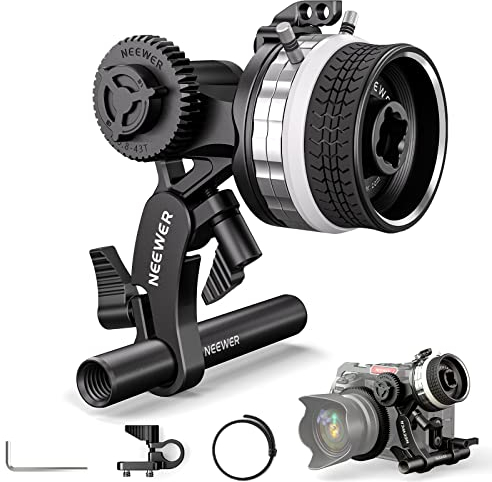 NEEWER Mini Follow Focus avec butées A/B, pignon d'objectif, 15 mm Rod & Bar Clamp pour Appareil Photo cinéma, Appareil Photo Reflex numérique/Appareil Photo sans Miroir, Compatible avec Un diamètre