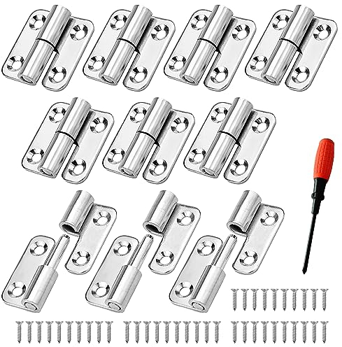 10 Pcs Charniere de Porte Amovibles, Charnière Inoxydable Porte avec des 40 Vis, Charniere Porte Lourde avec Tournevis Cruciforme, Charniere Porte Pour gaucher, Charniere Inox de Chambres