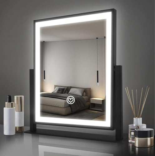 Beelux Vanity Mirror with Lights, 11 Makeup Mirror with Dimmable Light, Smart Control, Memory, Adjustable 3 Modes Lighted LED Mirror for Christmas Birthday Thanksgiving Mother's Day Black