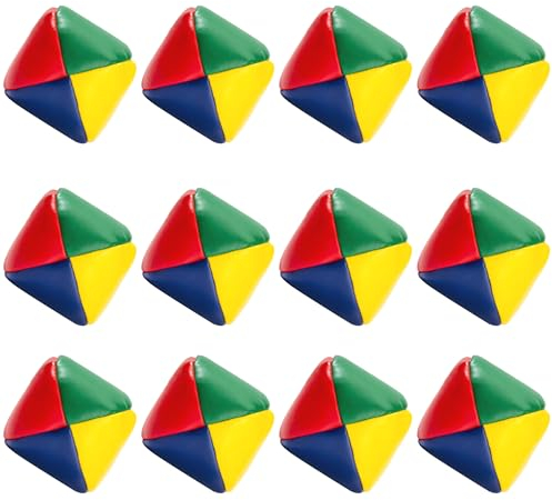 Wisplye Jonglierbälle für Anfänger, 12 Stück Jonglierball Set, PU Leder Kreative Beanbag Bälle Pädagogische Jonglierbälle zum Ballspielen für Jungen Mädchen Kinder Erwachsene