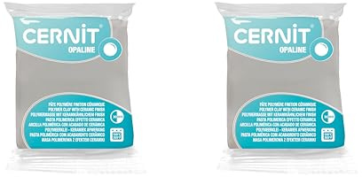 CERNIT CE8856010AMZC - Set 2 Blöcke Modelliermasse (Polymer) OPALINE, halb transluzent ofenhärtend sofort gebrauchsfähig, 2x56g, für DIY Schmuck Figuren, für Einsteiger Hobbykünstler Weiß, 1 Set