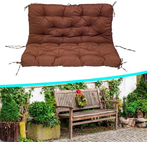 DLLDLGG 3 Seat Swing Cushion Replacement Glider Pad Anti-Fading Waterproof, 4'' Thick Outdoor Furniture Porch Swing Cushions with Ties for Porch,Patio,Outdoor,Backyard and Garden