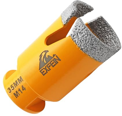 EXFEIN Diamond Core Drill Bit - 35MM Tile Hole Saw for Ceramic Porcelain Tile Marble Brick Granite M14 Thread Dry Core Drill