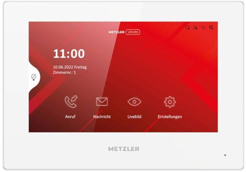 Metzler® Video-Türsprechanlage mit 7 Zoll Touchscreen und LAN/PoE, Weiß – klare Livebild-Übertragung, App-Steuerung, Speicherfunktion, kompakt 200×140×25,1 mm, 10 Jahre Ersatzteilverfügbarkeit