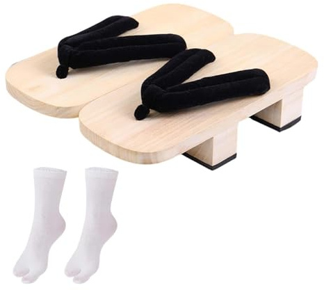 Baoblaze Zoccoli in Legno Giapponesi Scarpe Giapponesi Geta Sandali Da Doccia Infradito Tradizionali Casual per Uomo Donna Sandali Pantofole Da Viaggio, bianco, 44