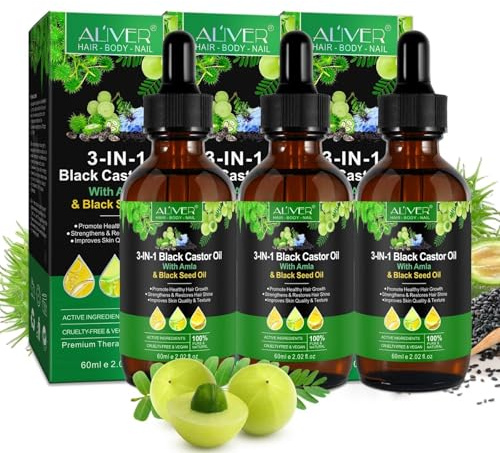 P-Beauty 3x 3in1 Haaröl, mit Rizinusöl, Amla & Schwarzkümmelöl 60ml - stärkt das Haar, für Haarwachstum, Feuchtigkeitspflege Haut & Haare - Öl gegen Haarausfall & Spliss - Haarpflege, Kopfhautpflege