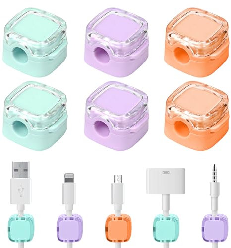 Organizer per cavi da 6 pezzi, organizer per cavi magnetico, organizer per cavi adesivo,fermacavi adesivi, adatto per comodino, organizer per cavi da scrivania da ufficio