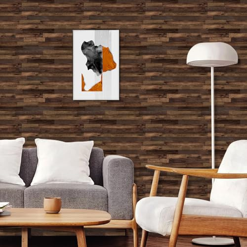 CHDITB Holzoptik Tapete Selbstkleben,Möbelfolie Holz,Vintage Möbelaufkleber Holztapete,Klebefolie Küchen(44x300cm) Bretter Leisten Holz Wandtattoo,Braun HolzTapete für Wand Möbel Arbeitsplatte