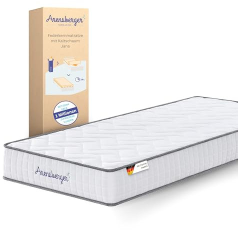 Arensberger JANA Matratze 90x200 cm Höhe 19cm AKTIV | Federkernmatratze mit Kaltschaum und 7-Zonen | Härtegrad H2/H3 | Taschenfederkern | 90x200cm Rollmatratze punktelastisch