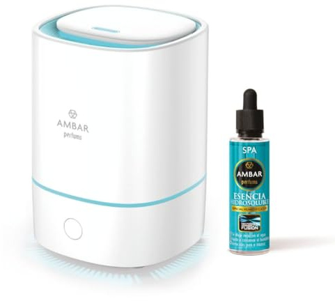 TIENDIFY - Humidificador de Esencia y Difusor de Aroma con Luz LED Ambar Perfums + Esencia 50 ml. a Elegir - Aromaterapia - Ideal para Hogar, Oficina y Dormitorio (SPA)