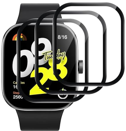 Knrlqim 3 Piezas Protector pantalla para Xiaomi Redmi Watch 4, Dureza 9H HD Película Protector de Cristal Templado,Cubierta Reloj libre de burbujas Templado Compatible con Xiaomi Redmi Watch 4