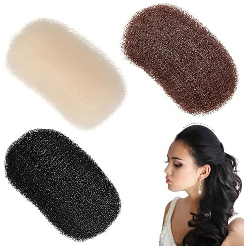 LACHT Set di 3 pezzi di base per capelli Bump It Up Volume Hair Base per capelli con clip per acconciature fai da te Base Set Spugna Volume Urto Inserti Basi Bump Up Pettine Clip