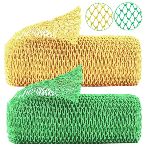 PacuM 2 Piezas African Net Sponge Esponja Africana Esponja Baño Nailon Red Exfoliante Jabón Estirable Hasta 160CM para Bañarse Exfoliarse Restregarse Masajearse (Verde+Amarillo)