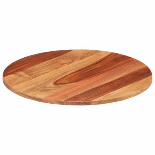 WEMYUFURN Tischplatte Massivholz Akazie Rund 15-16 mm 50 cm Holztischplatte Rustikale Tischplatte Massivholztafel für Arbeitsplatte Küche