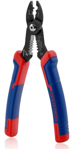 GOLD DEER 4-in-1 Multi Purpose Electricians Pliers 7 Compact Wire Stripper Professional Electrical Cable Stripping Crimping Tool Wire Crimping Tool for 12-20 AWG Insulated & Non-Insulated Wires