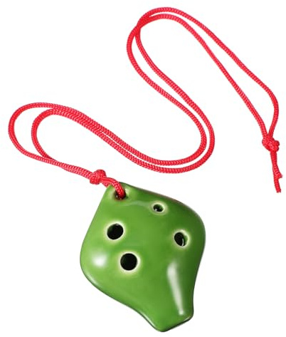 Mobestech Ocarina Include Cordino e Spartito Musicale con Bocca Corta in Ceramica Verde a 6 Fori Facile da Imparare per Principianti