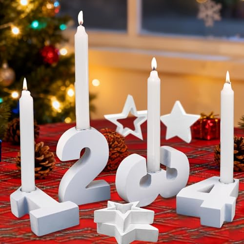 Adventszahlen Adventskranz 1-4 Kerzenhalter Zahlen Holz, 8 Stück Adventskranz Kerzenständer Zahlen, 1-4 Zahlen Kerzenständer, Adventsdeko, Adventszahlen Gießform für Wohnkultur
