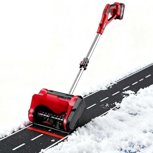 zhenmaster Pala Quitanieves Eléctrica Inalámbrica 20V con Dos Baterías 4.0Ah, Limpieza de 32cm y Expulsión 8m, Acera, Garaje y Patio en Invierno