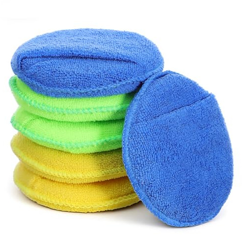 6 Stück Mikrofaser Wachs Applikatorpads Autopolitur Schwamm Mikrofaser Applikatorpad Auto Handpolierschwamm Waschset Applikator Set für Sauberes Auto Autoglas Boot Reinigung(4.92 Zoll/12.5 cm)