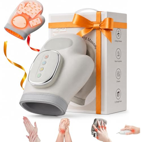 VIOXIA Hand Massager with Heat and Compression - 5 Pressure Levels & 3 Heat Settings, Cordless Rechargeable Hand and Wrist Massager for Arthritis and Carpal Tunnel Relief, Gift for Men & Women