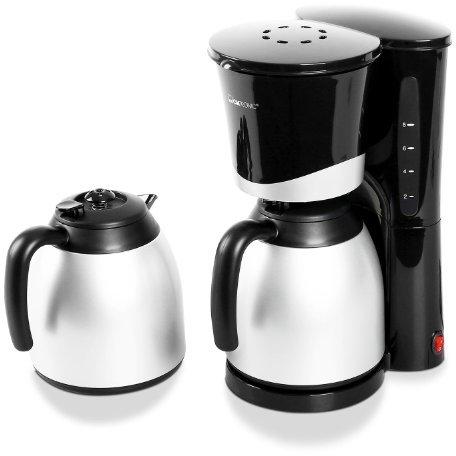 Clatronic® Kaffeemaschine mit Thermokanne | inkl. 2 Thermokannen je 1 Liter | Kaffeeautomat für 8-10 Tassen Filterkaffee | Tropfstopp & Auto-Abschaltung | Filtereinsatz herausnehmbar | KA 3328 schwarz