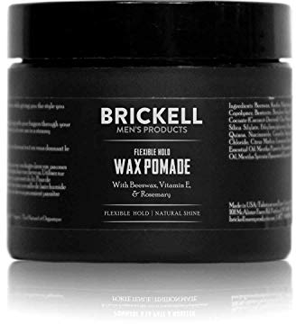 Brickell Men's Flexible Hold Wax Pomade for Men, Natural and Organic Irritation Free Natural Shine, 59 mL, Scented