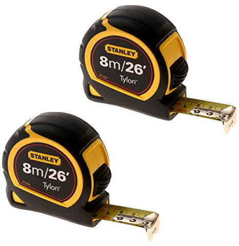 (Pack of 2) Stanley Tylon 8M Pocket Tape Measure Metric And Imperial 30-656 26ft