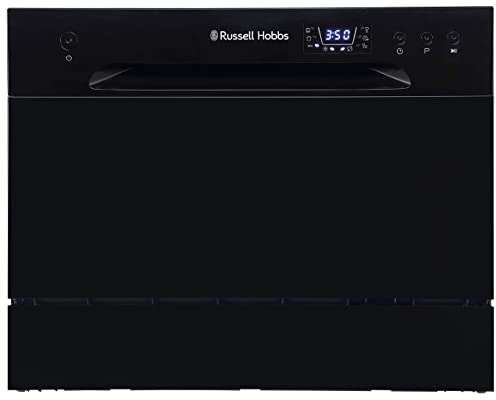 Russell Hobbs RHTTDW6B Freestanding Compact Dishwasher, Eco Mode, 6 Place_settings, Black, Noise Level: Decibels 52
