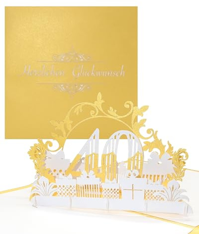 Pop Up Karte 40 in edlem Gold - zum 40. Geburtstag & zur Rubinhochzeit - 3D Geburtstagskarte & Glückwunschkarte als kleines Geschenk, Deko, Geschenkgutschein & Geschenkverpackung zum Jubiläum